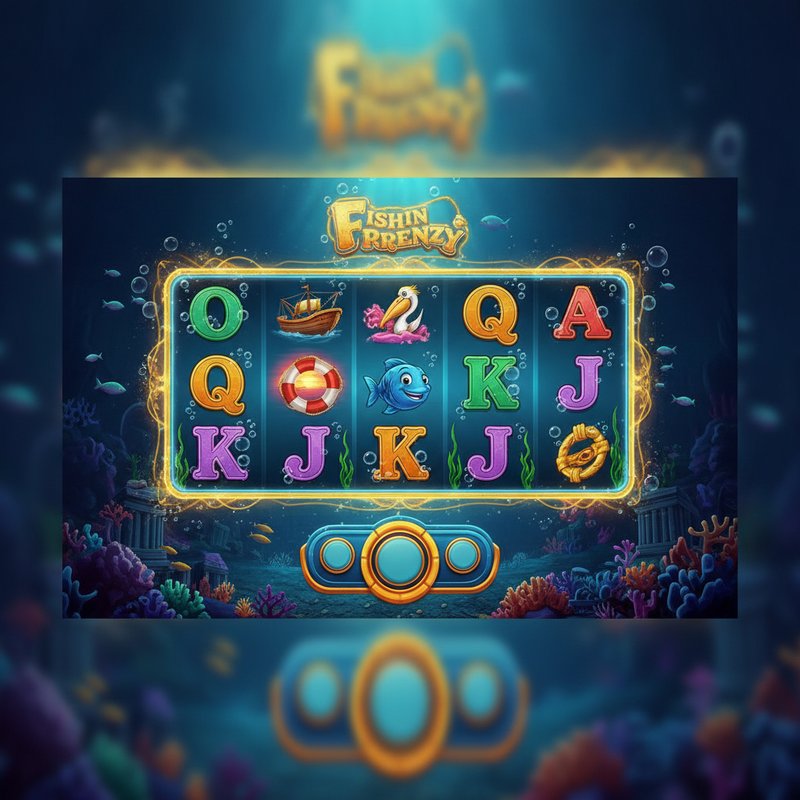 Fishin Frenzy slot main game screen with ocean background and reel symbols